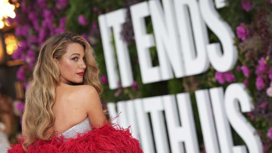 FILE - Blake Lively poses for photographers upon arrival at the UK Gala Screening for the film "It 'Ends With Us" on Thursday, Aug. 8, 2024, in London.