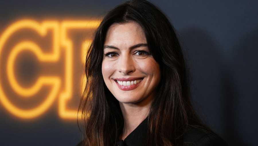 NEW YORK, NEW YORK - OCTOBER 08: Anne Hathaway attends &quot;The Apprentice&quot; New York premiere at the DGA Theater on October 08, 2024 in New York City. (Photo by John Nacion/Getty Images)